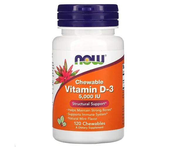 Вітамін D3 NOW Foods  (Chewable Vitamin D3) 5000 МО 120 жувальних таблеток зі смаком м'яти