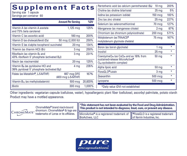Мультивитамины Pure Encapsulations (O.N.E. Multivitamin) 60 капсул