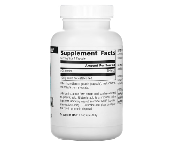 Л Глютамін Source Naturals  (L-Glutamine) 500 мг 100 капсул