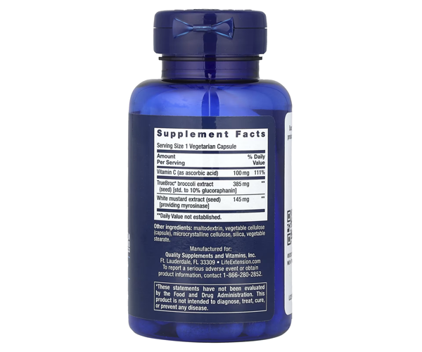 Брокколи с мирозиназой Life Extension (Optimized Broccoli with Myrosinase) 30 капсул