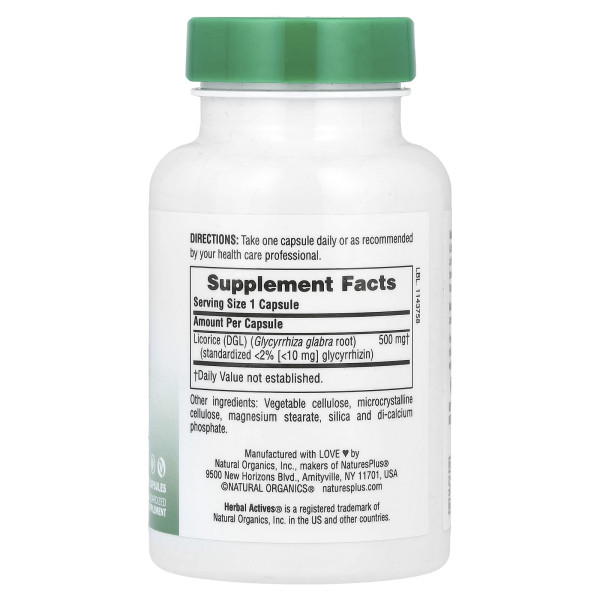 Солодка корінь Natures Plus (Licorice) 500 мг 60 капсул