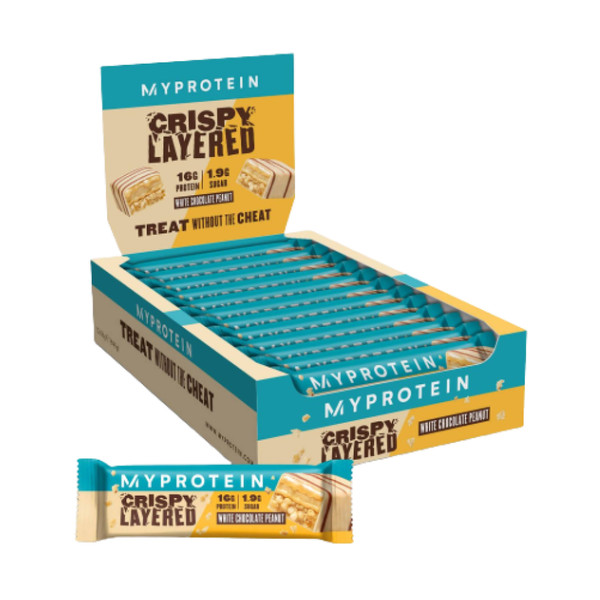 Батончик Myprotein Crispy Layered - 12x58 Білий шоколад-арахіс