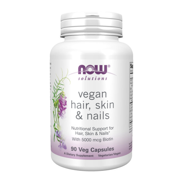 Веганская добавка для здоровья волос, кожи и ногтей NOW Foods Vegan Hair, Skin & Nails 90 капсул