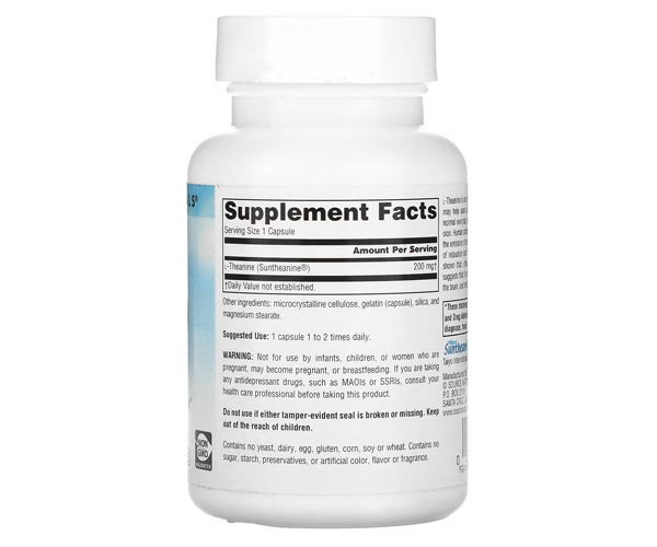 L-теанін Source Naturals (L-Theanine) 200 мг 60 капсул