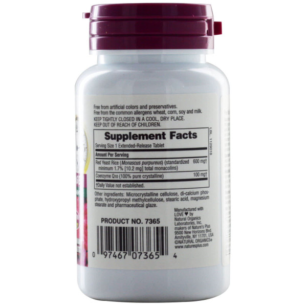 Красный дрожжевой рис и Коэнзим Q10 Natures Plus (Red yeast rice COQ10) 30 таблеток