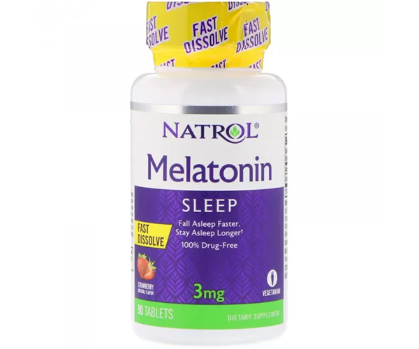 Мелатонін швидкого вивільнення Natrol (Melatonin) зі смаком полуниці 3 мг 90 таблеток