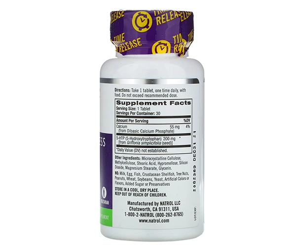 5-HTP 5-Гидрокситриптофан максимальная сила Natrol (5-HTP Mood Stress) 200 мг 30 таблеток
