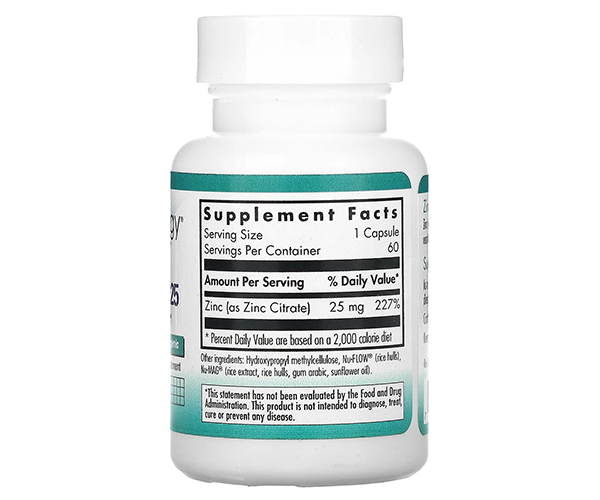 Цитрат цинку Nutricology (Zinc Citrate) 25 мг 60 капсул