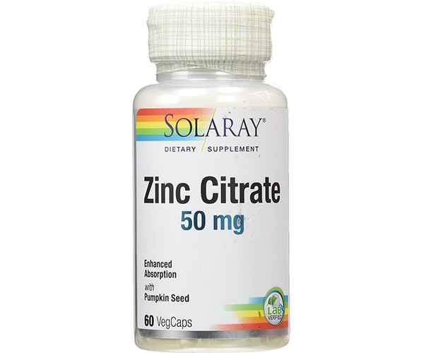 Цинк Solaray (Zinc Citrate) 50 мг 60 капсул