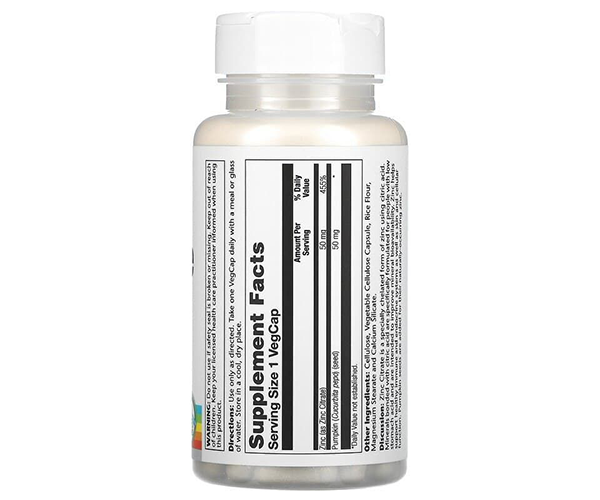 Цинк Solaray (Zinc Citrate) 50 мг 60 капсул