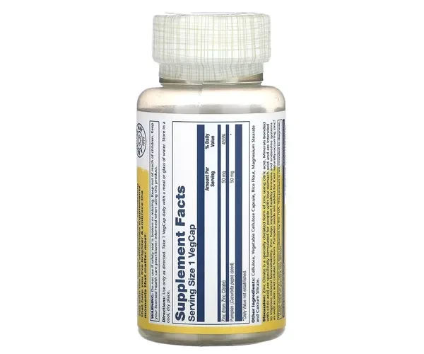 Цинк Solaray (Zinc Citrate) 50 мг 60 капсул