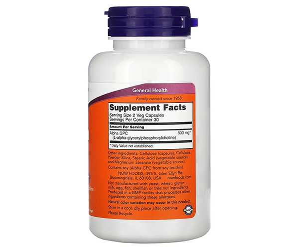 Альфа GPC NOW Foods  (Alpha-GPC) 300 мг 60 капсул