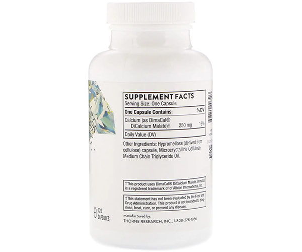 Кальций малат Thorne Research (Dicalcium Malate) 250 мг 120 капсул