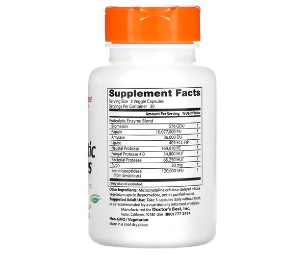 Протеолітичні ферменти Doctor's Best (Proteolytic enzymes) 90 капсул
