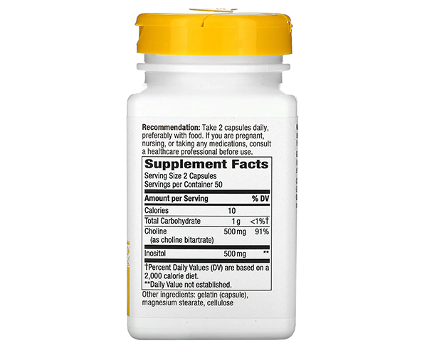 Холин и Инозитол Nature's Way (Choline and Inositol) 500 мг/500 мг 100 капсул