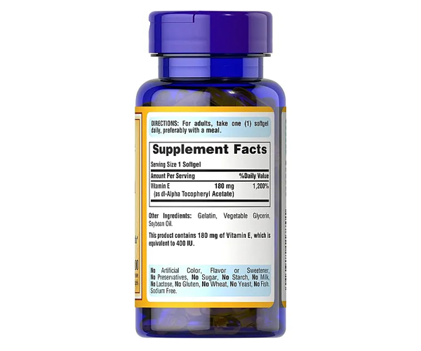 Вітамін Е у формі d-альфа токоферолу ацетату Puritan's Pride (Vitamin E) 400 МО 
