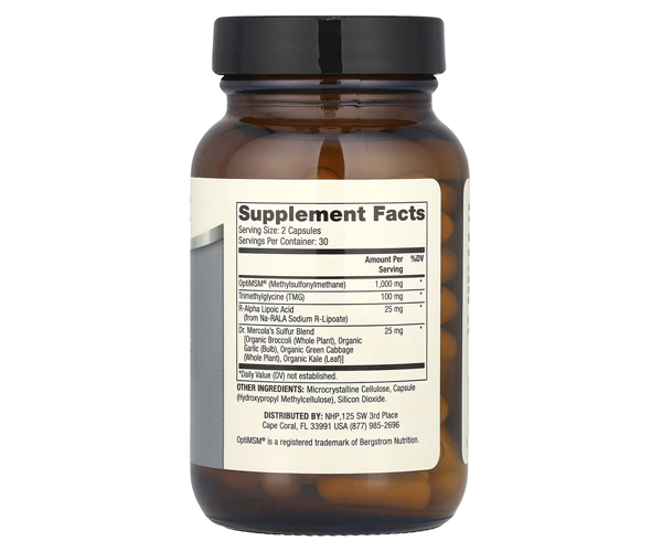 МСМ с органической серой Dr. Mercola (MSM Methylsulfonylmethane Sulfur Complex) 60 капсул