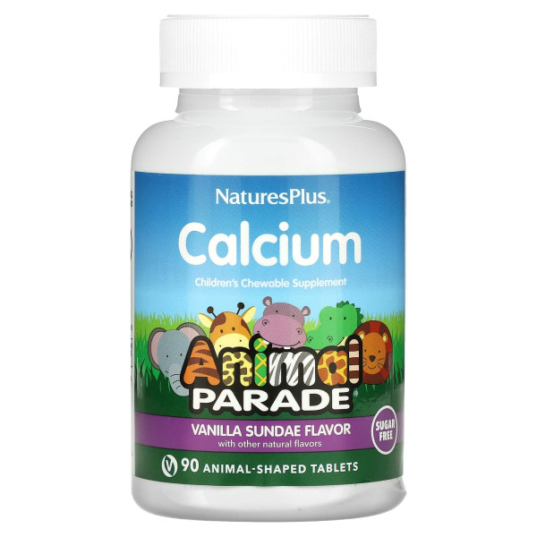 Жевательный кальций для детей Natures Plus (Calcium Animal Parade) 125 мг 90 жевательных таблеток со вкусом ванили
