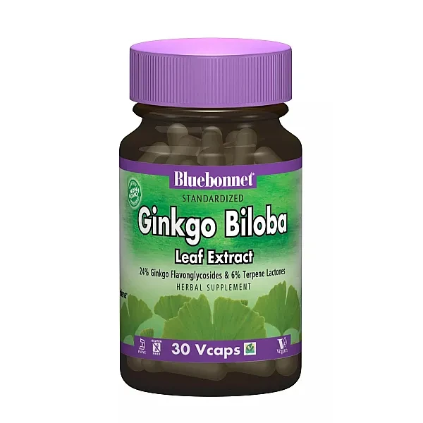 Екстракт листя гінкго білоби Bluebonnet Nutrition (Ginkgo Biloba Leaf Extract) 60 мг 30 капсул