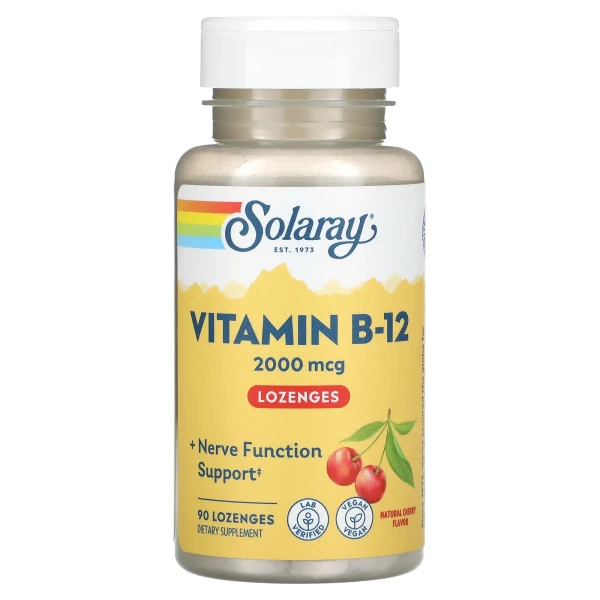 Витамин B12 Solaray ( Vitamin B12) 2000 мкг 90 леденцов со вкусом вишни