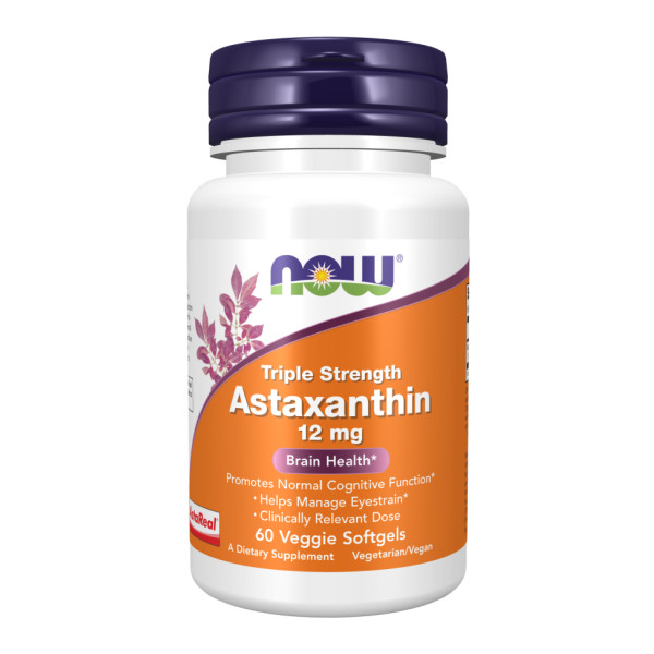 Астаксантин потрійної дії NOW Foods (Astaxanthin Triple Strength) 12 мг 60 капсул