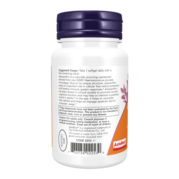 Астаксантин потрійної дії NOW Foods (Astaxanthin Triple Strength) 12 мг 60 капсул