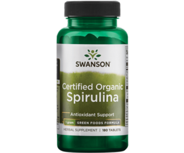 Органічна спіруліна Swanson  (Certified Organic Spirulina) 500 мг 180 таблеток