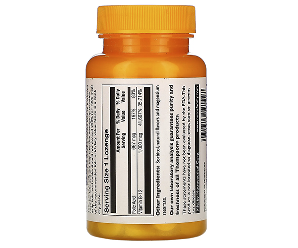 Вітамін B12 Thompson (Vitamin B12 Lozenge) 1000 мкг 30 таблеток для розсмоктування зі смаком вишні