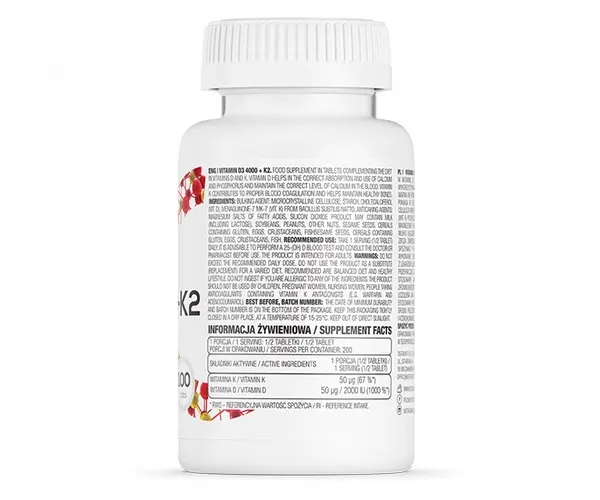 Витамин D3+K2 Ostrovit (Vitamin D3 4000+K2) 2000 МЕ 100 таблеток