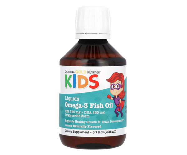 Норвезький риб'ячий жир з омега 3 для дітей California Gold Nutrition (Omega Fish Oil) 200 мл зі смаком лимона