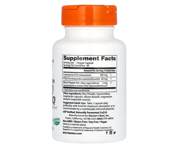 Коэнзим Q10 с высокой степенью поглощения с PQQ Doctor's Best (High Absorbnion CoQ10 + PQQ) 60 капсул