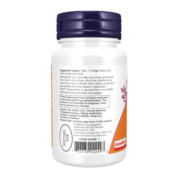 Астаксантин повышенной силы Now Foods (Astaxanthin Extra Strenght) 10 мг 30 капсул