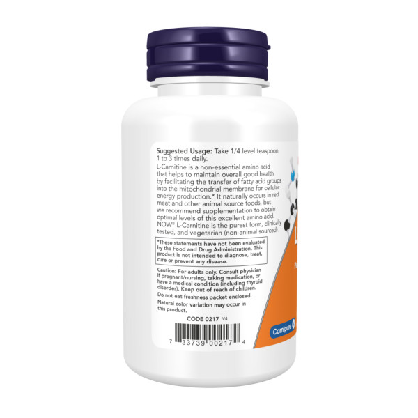 L-карнітин NOW Foods "L-Carnitine Pure Powder" чистий порошок 85 гр