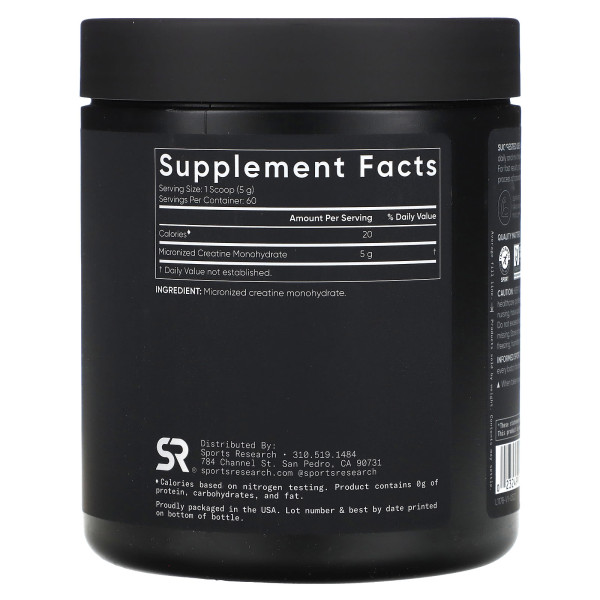 Креатин моногидрат Sports Research (Creatine monohydrate)  300 г