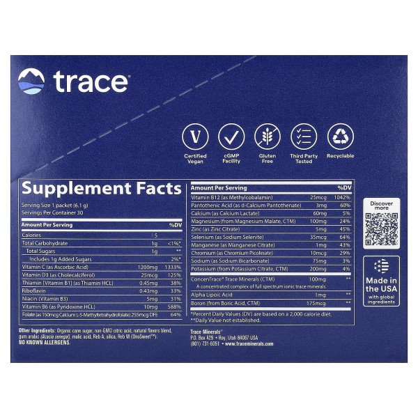 Електроліти Trace Minerals Research (Electrolyte Stamina Power Pak) 30 пакетиків зі смаком ананасу