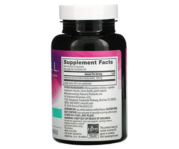Гіалуронова кислота NeoCell  (Hyaluronic Acid) 50 мг 60 капсул