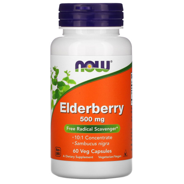 Чорна бузина NOW Foods  (Elderberry) 500 мг 60 капсул