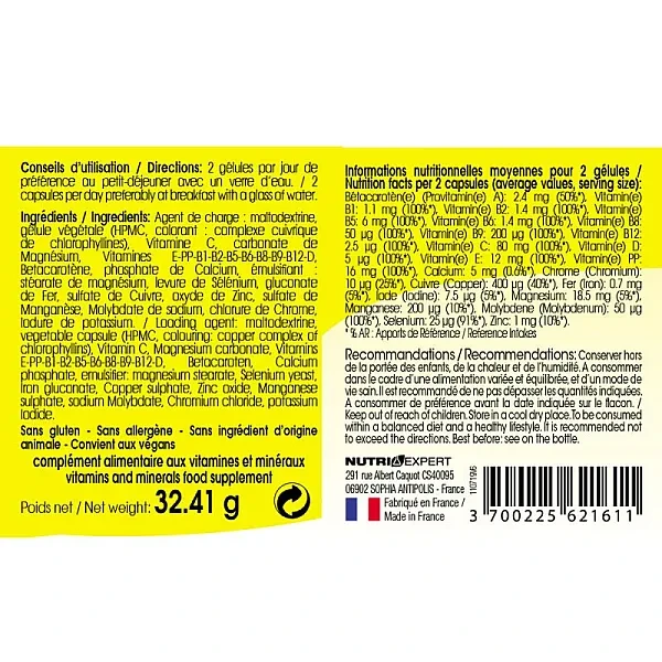 22 витамина и минерала Nutri Expert (22 Vitamines and Mineraux) 60 капсул
