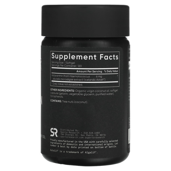 Астаксантин Sports Research (Astaxanthin)  6 мг 120 капсул
