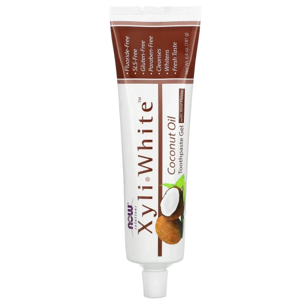 Зубная паста-гель с мятой и кокосовым маслом NOW Foods (Coconut oil Toothpaste Gel) 181 г