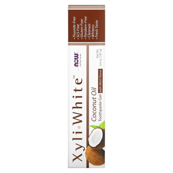 Зубная паста-гель с мятой и кокосовым маслом NOW Foods (Coconut oil Toothpaste Gel) 181 г