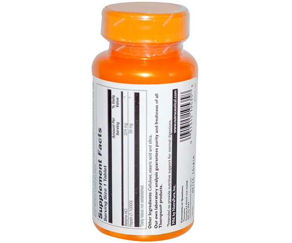 Бетаїну гідрохлорид Thompson  (Betaine HCl) 324 мг 90 таблеток