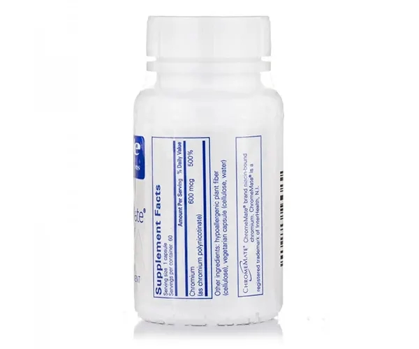 Уникальный полиникотинат хрома Pure Encapsulations (ChromeMate GTF 600) 600 мкг 60 капсул