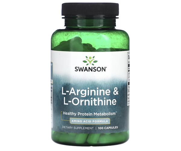 L-аргинин и L-орнитин Swanson (L-arginine L-ornithine) 100 капсул