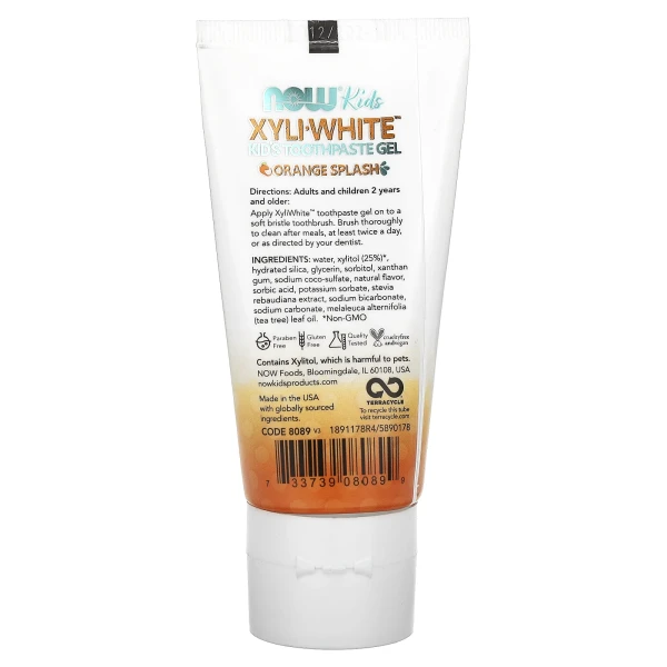 Дитячий зубний гель NOW Foods (XyliWhite, Kids Toothpaste Gel) 85 г зі смаком апельсину