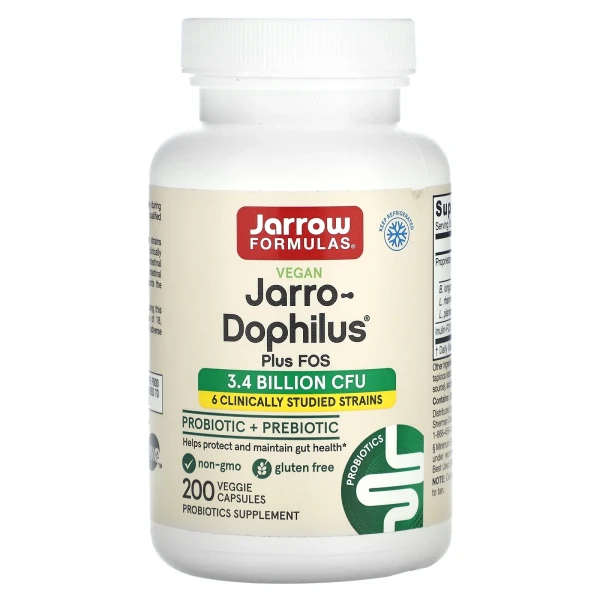 Пробіотик з ФОС Jarrow Formulas  (Jarro-Dophilus plus FOS) 3.4 млрд КУО 200 капсул
