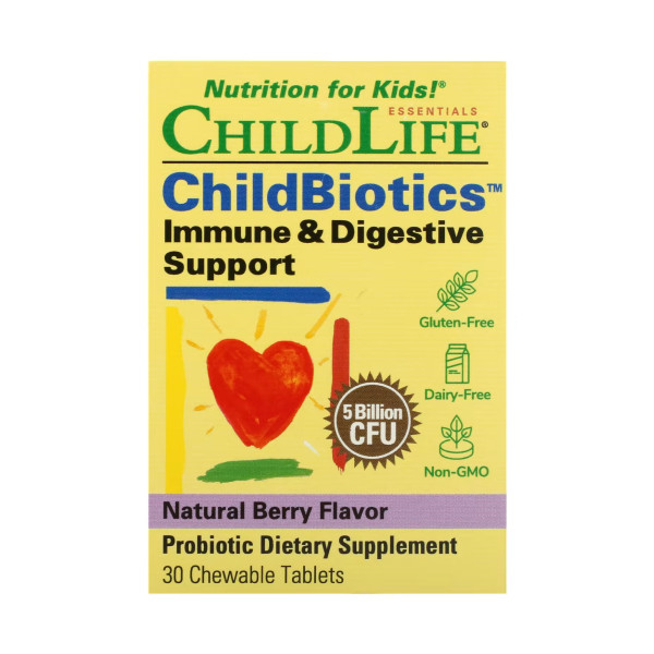 Підтримка імунітету та травлення ChildLife (ChildBiotics Immune + Digestive Support) 30 жувальних таблеток