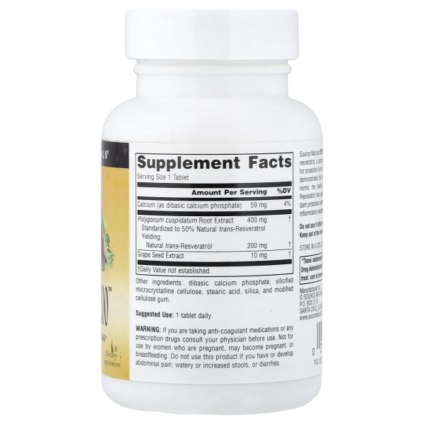 Ресвератрол Source Naturals (Resveratrol) 200 мг 60 таблеток