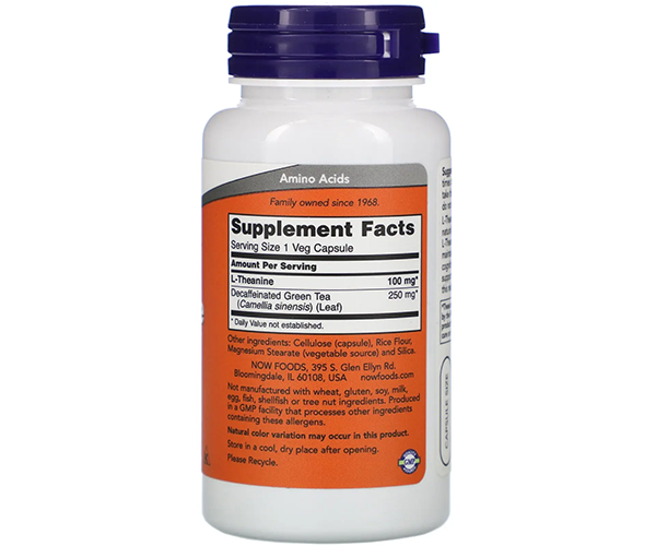 Л-Теанін NOW Foods (L-Theanine) 100/250 мг 90 капсул