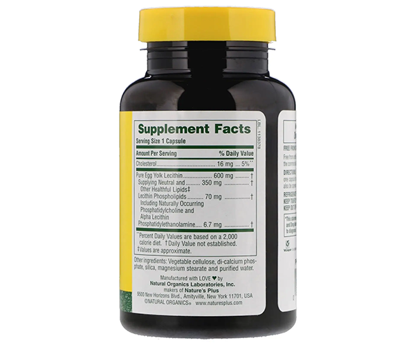 Лецитин из яичного желтка Natures Plus (Egg Yolk Lecithine) 600 мг 180 капсул